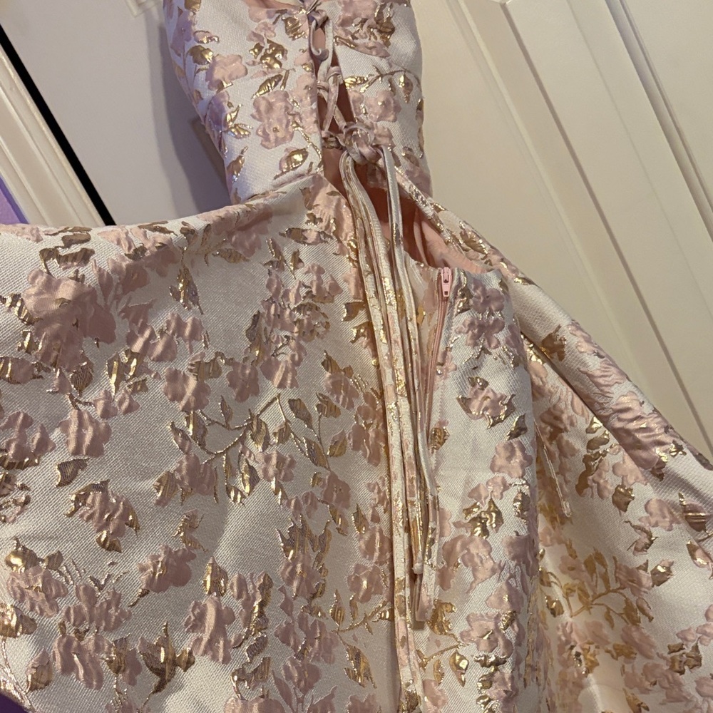 B Darlin Pink and Gold Floral Mini Dress - Picture 3 of 7